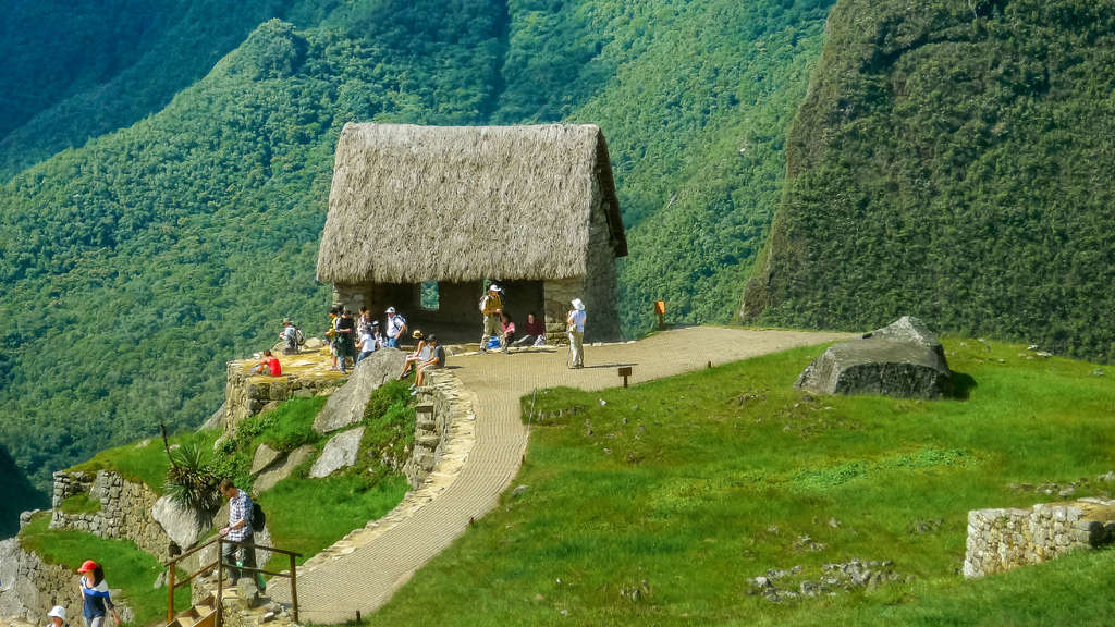 Travelers visiting a remote destination
